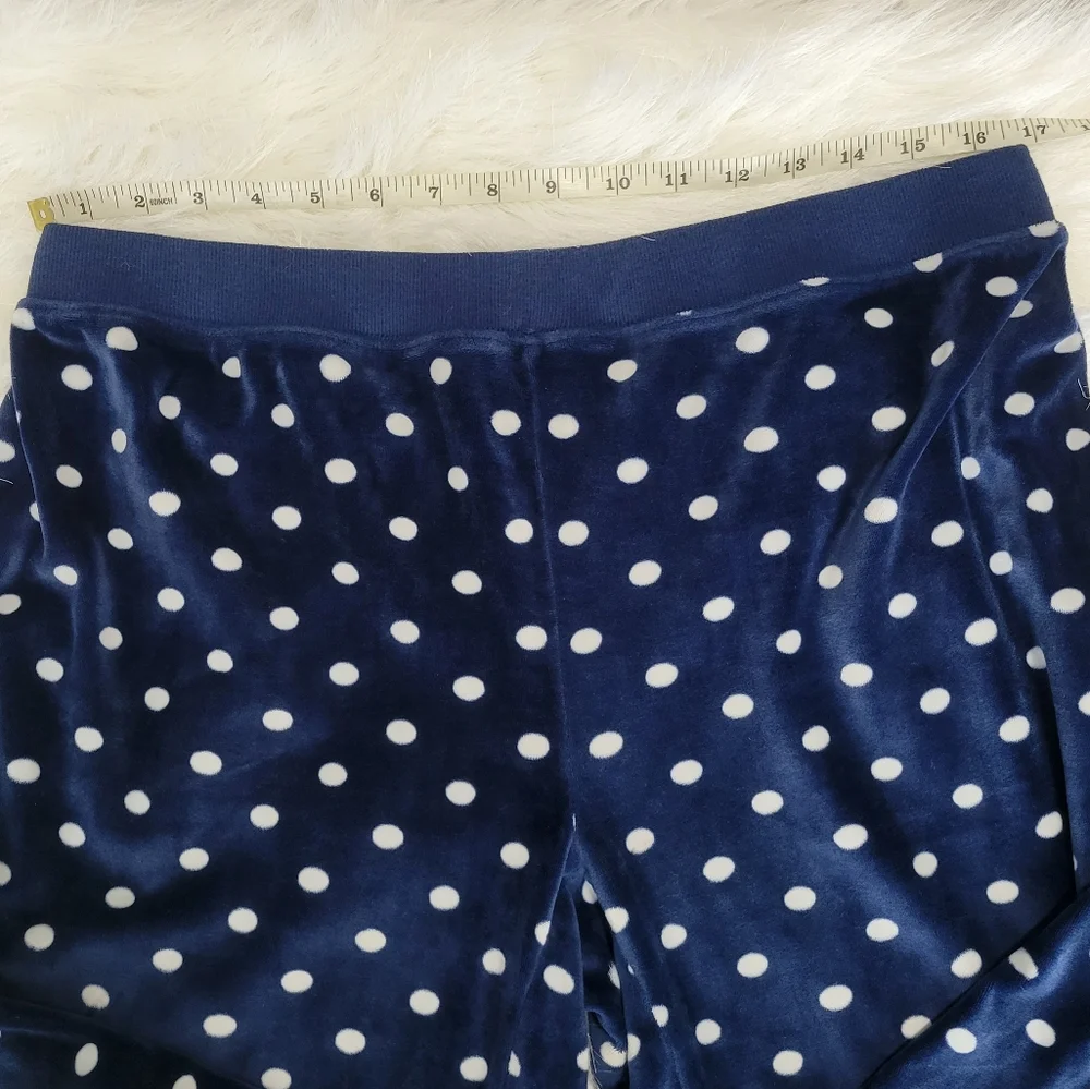 Jenni Intimates Polka Dot Velour Lounge Wear Set Hoodie & Pant Set L EUC Navy - Picture 13 of 16